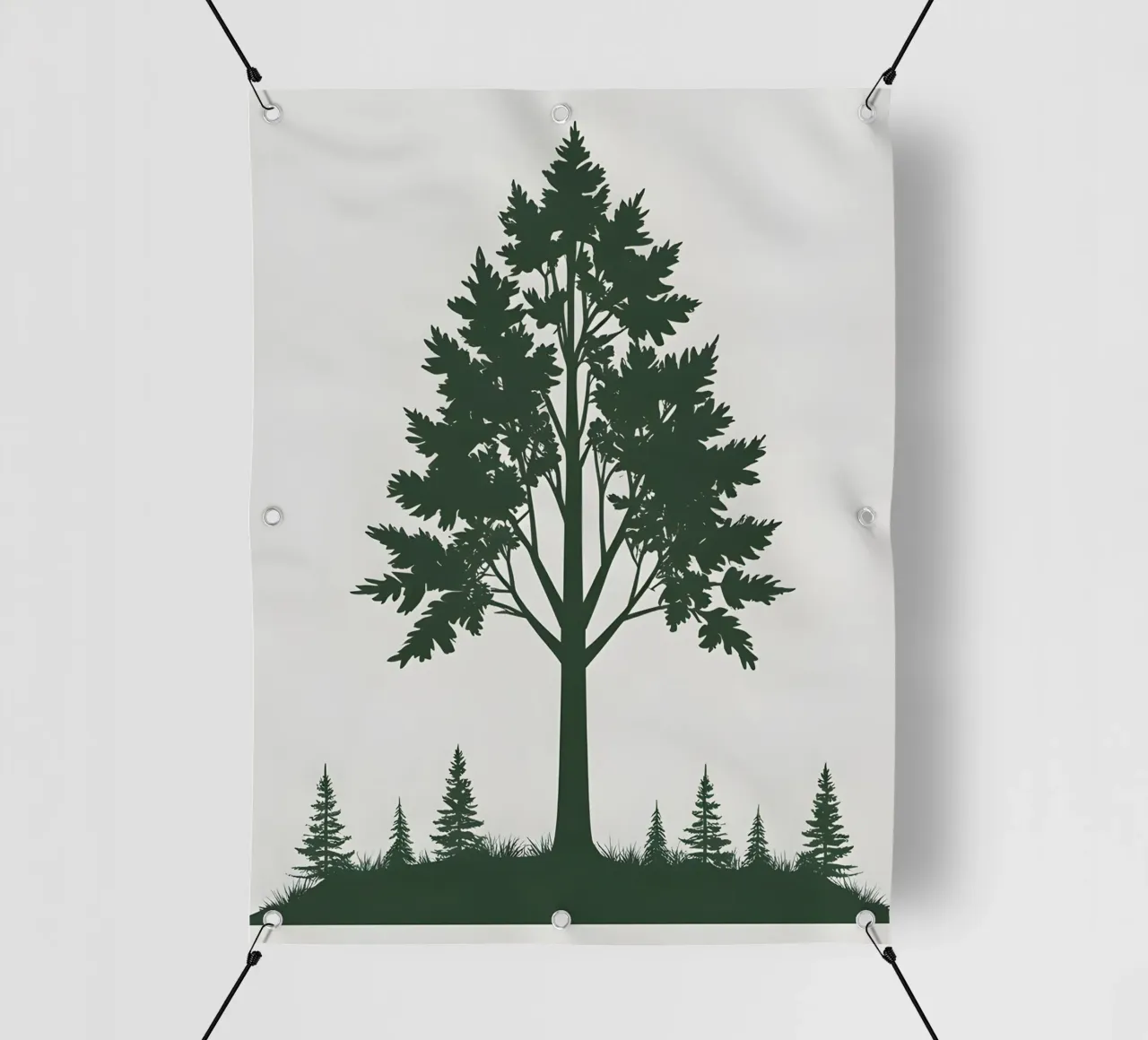 Silhouette di un singolo albero telo in pvc da Botanical Gallery