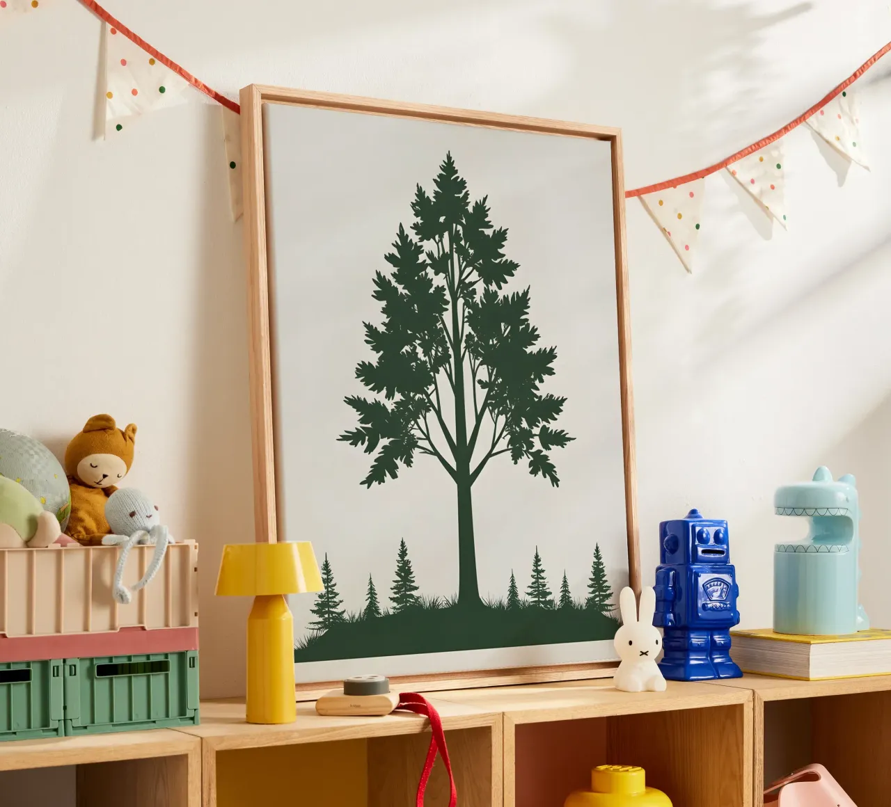 Silhouette di un singolo albero tela con Cornice a cassetta da The Green Room