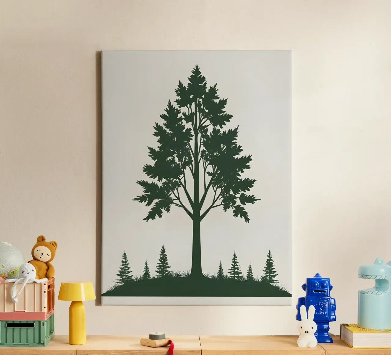 Silhouette di un singolo albero tela con Cornice a cassetta da The Green Room