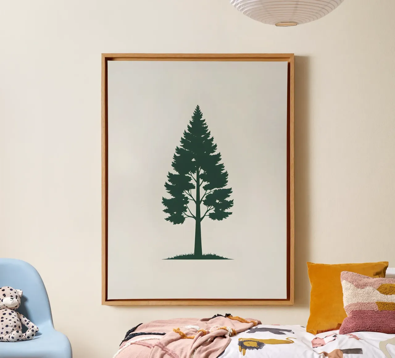Enkel boomsilhouet canvas met Baklijst van The Green Room
