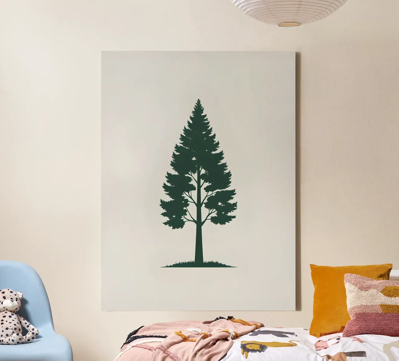 Enkel boomsilhouet canvas met Baklijst van The Green Room