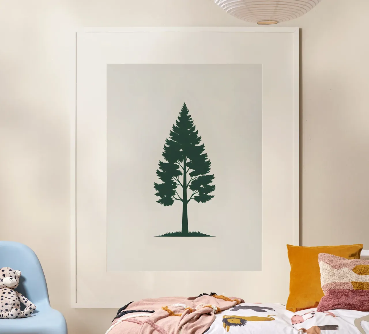Silhouette di un singolo albero poster con telaio in legno da The Green Room