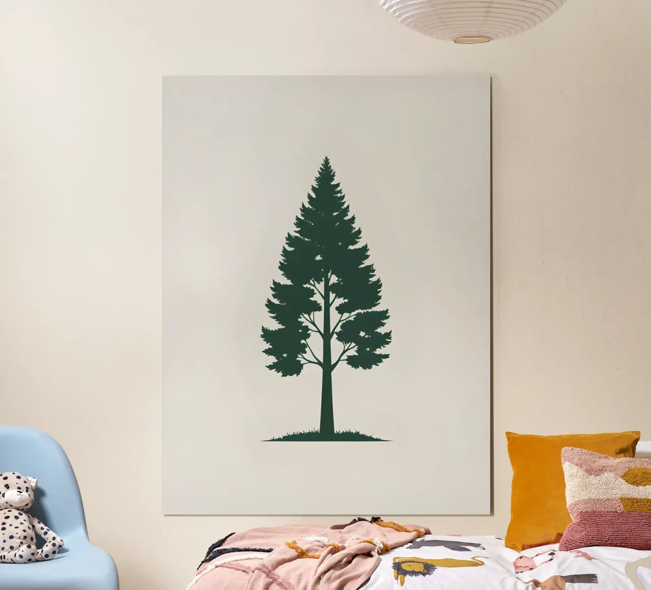Silhouette di un singolo albero poster con telaio in legno da The Green Room