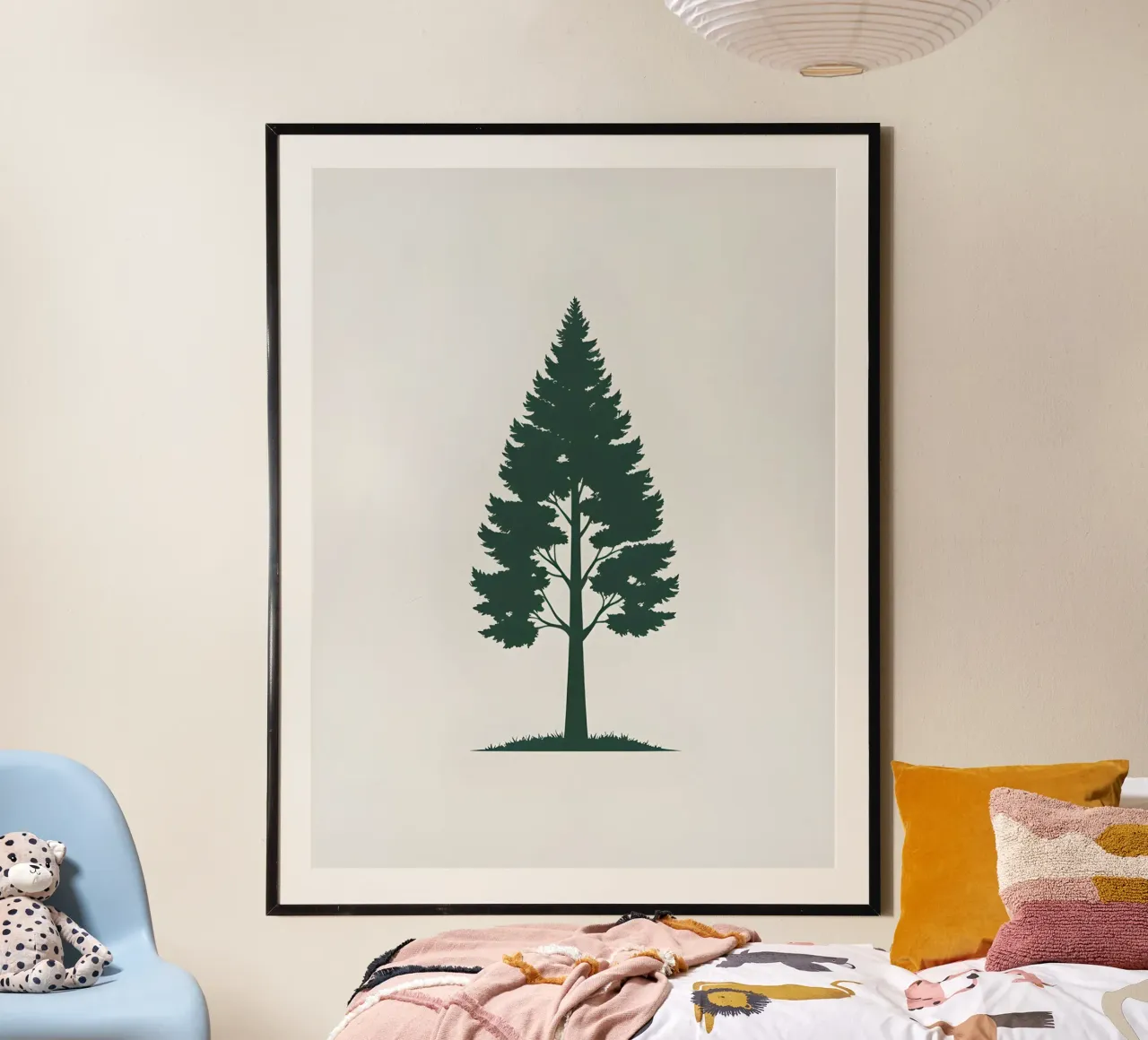 Silhouette di un singolo albero poster con telaio in legno da The Green Room