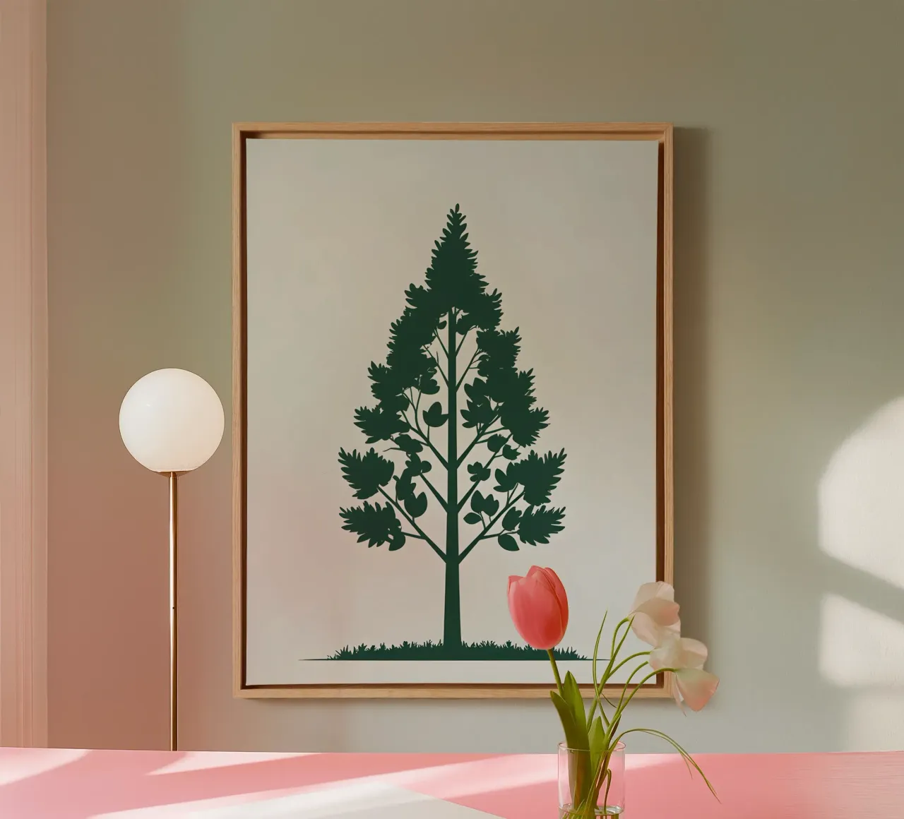 Silhouette di un singolo albero tela con Cornice a cassetta da The Green Room