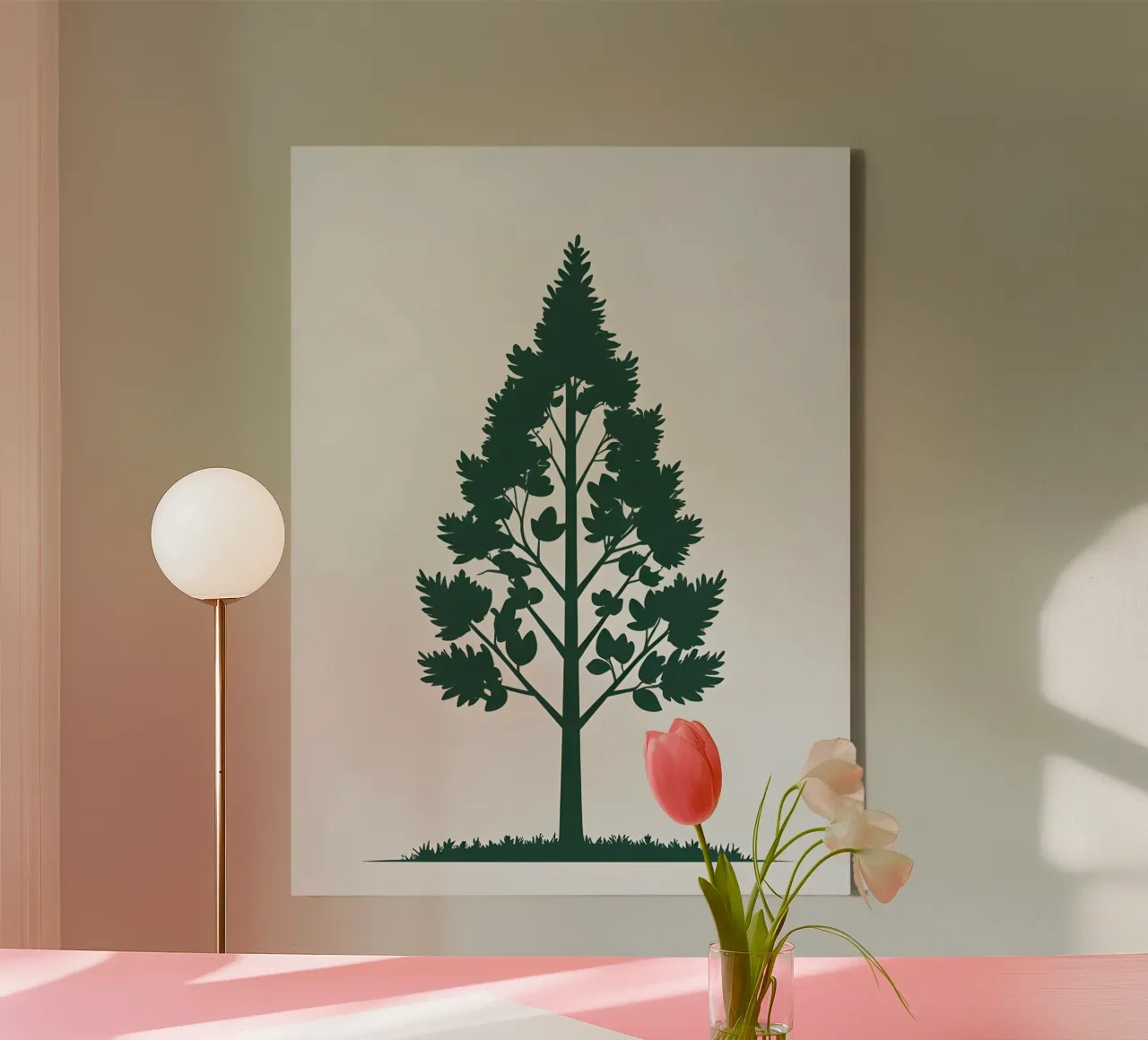 Silhouette di un singolo albero tela con Cornice a cassetta da The Green Room