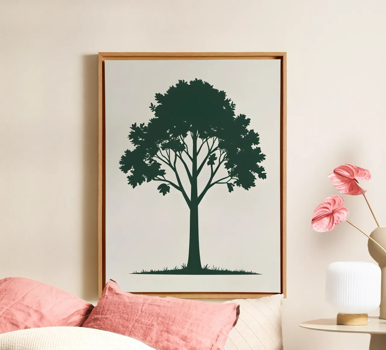 Silhouette di un singolo albero tela con Cornice a cassetta da The Green Room