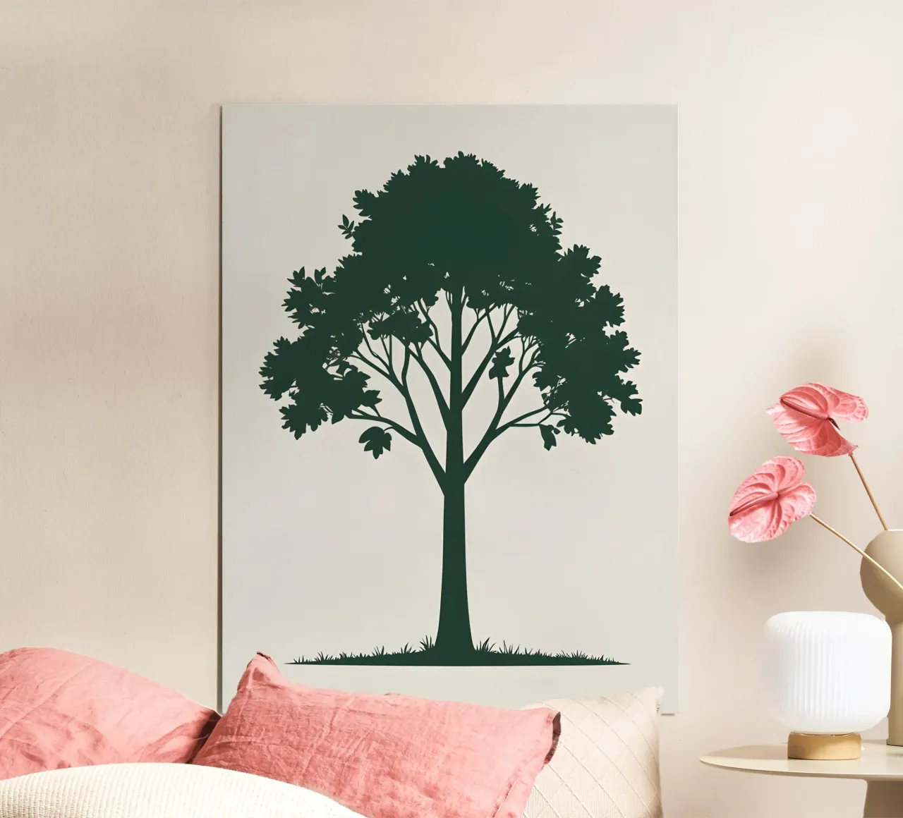 Silhouette di un singolo albero poster con telaio in plastica da The Green Room