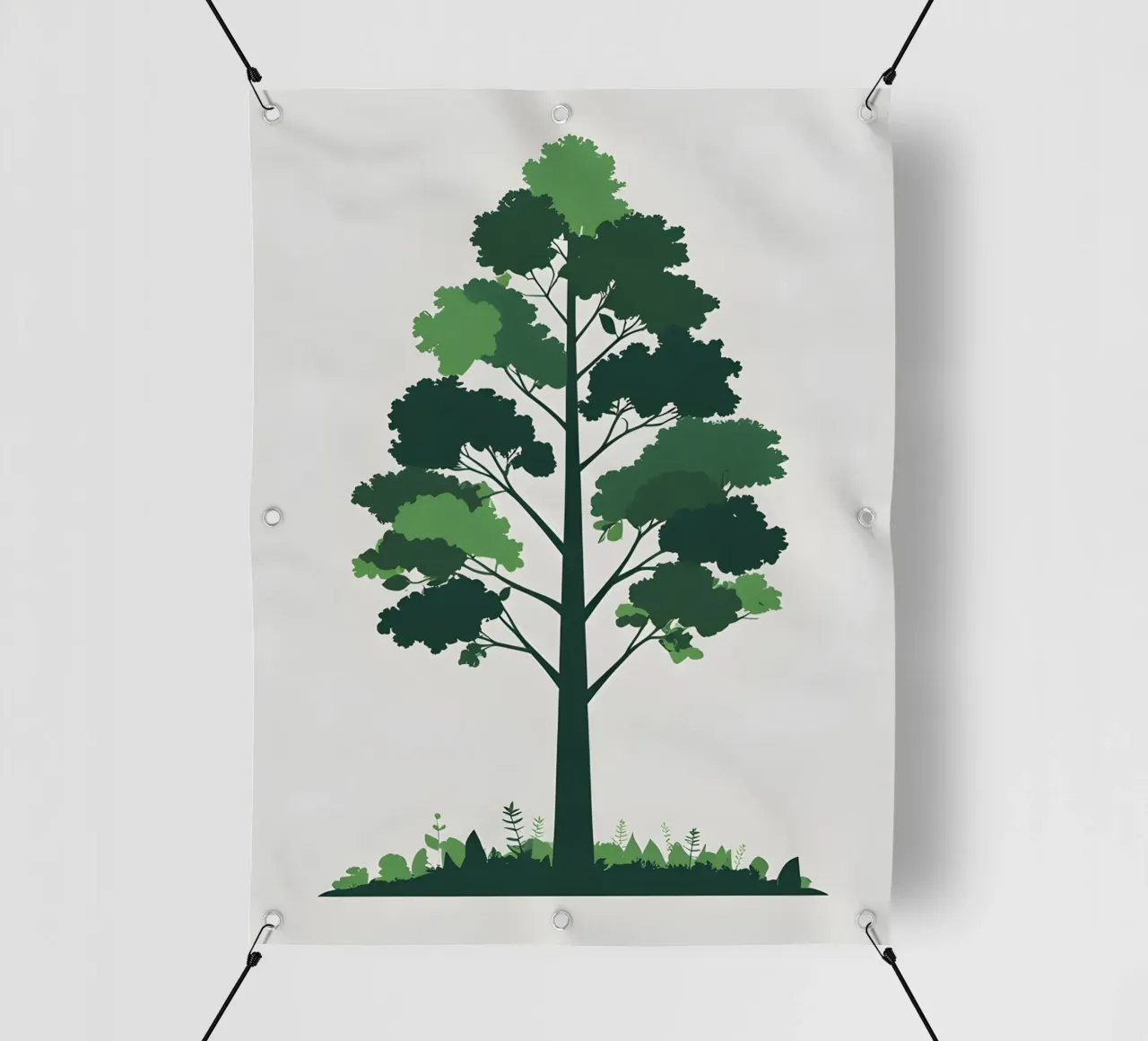 Silhouette di un singolo albero telo in pvc da Botanical Gallery
