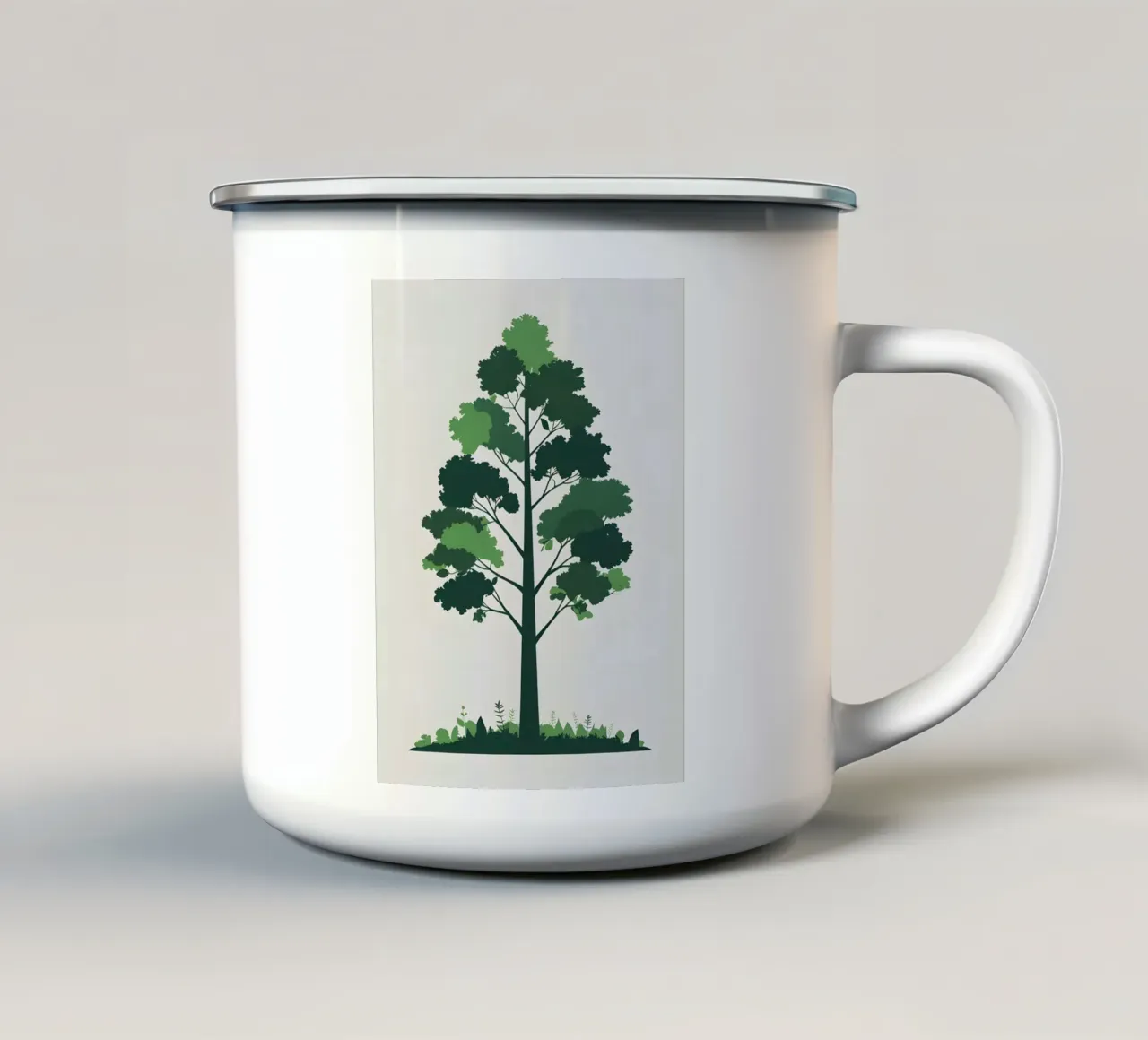 Silhouette di un singolo albero tazza in smalto da Botanical Gallery