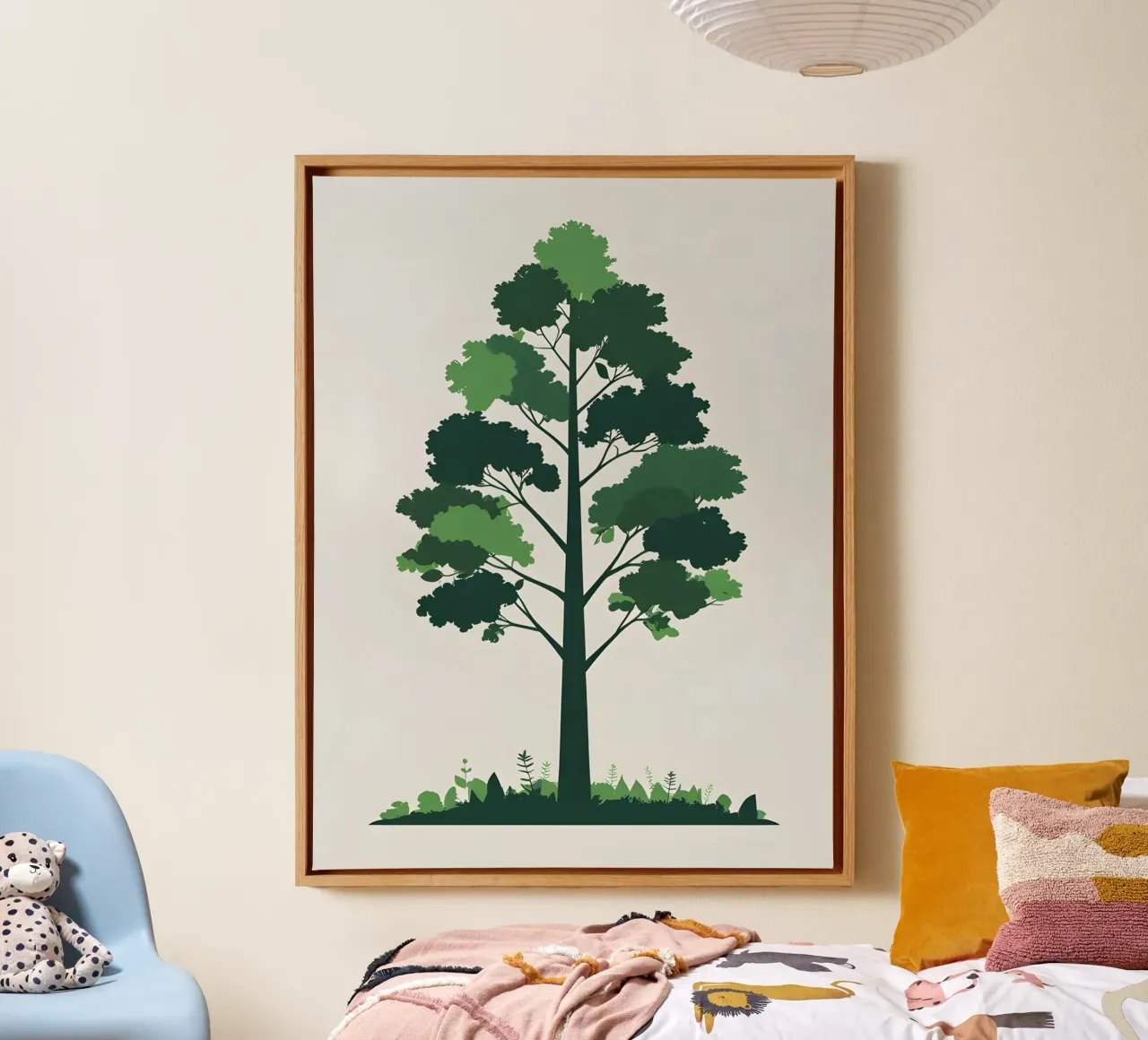 Single tree silhouette canvas with Floater frame by The Green Room