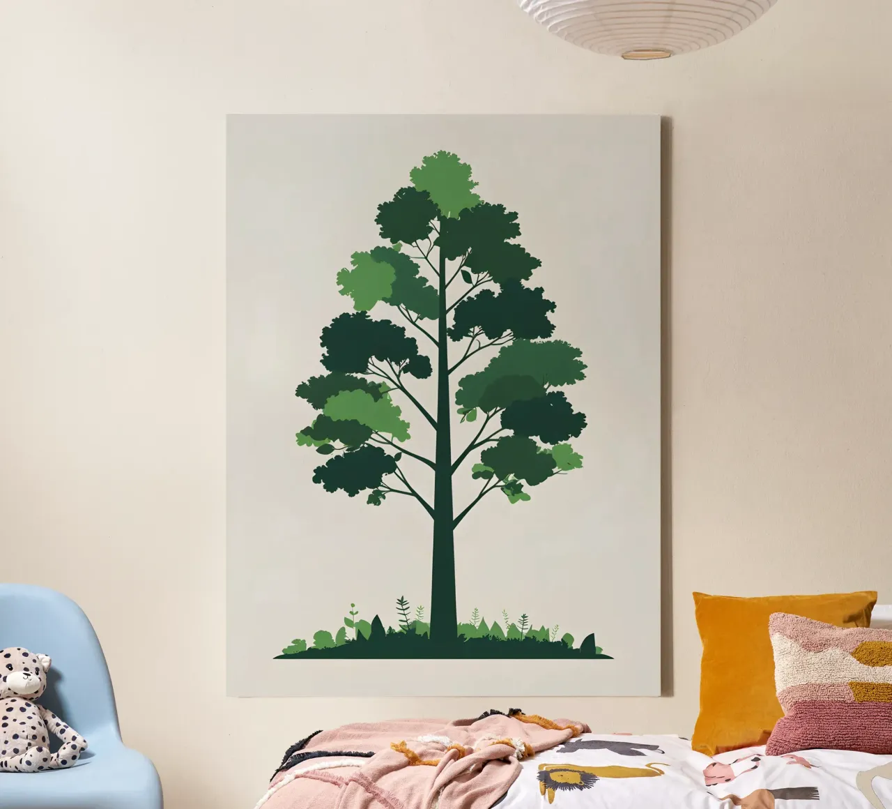Single tree silhouette canvas with Floater frame by The Green Room