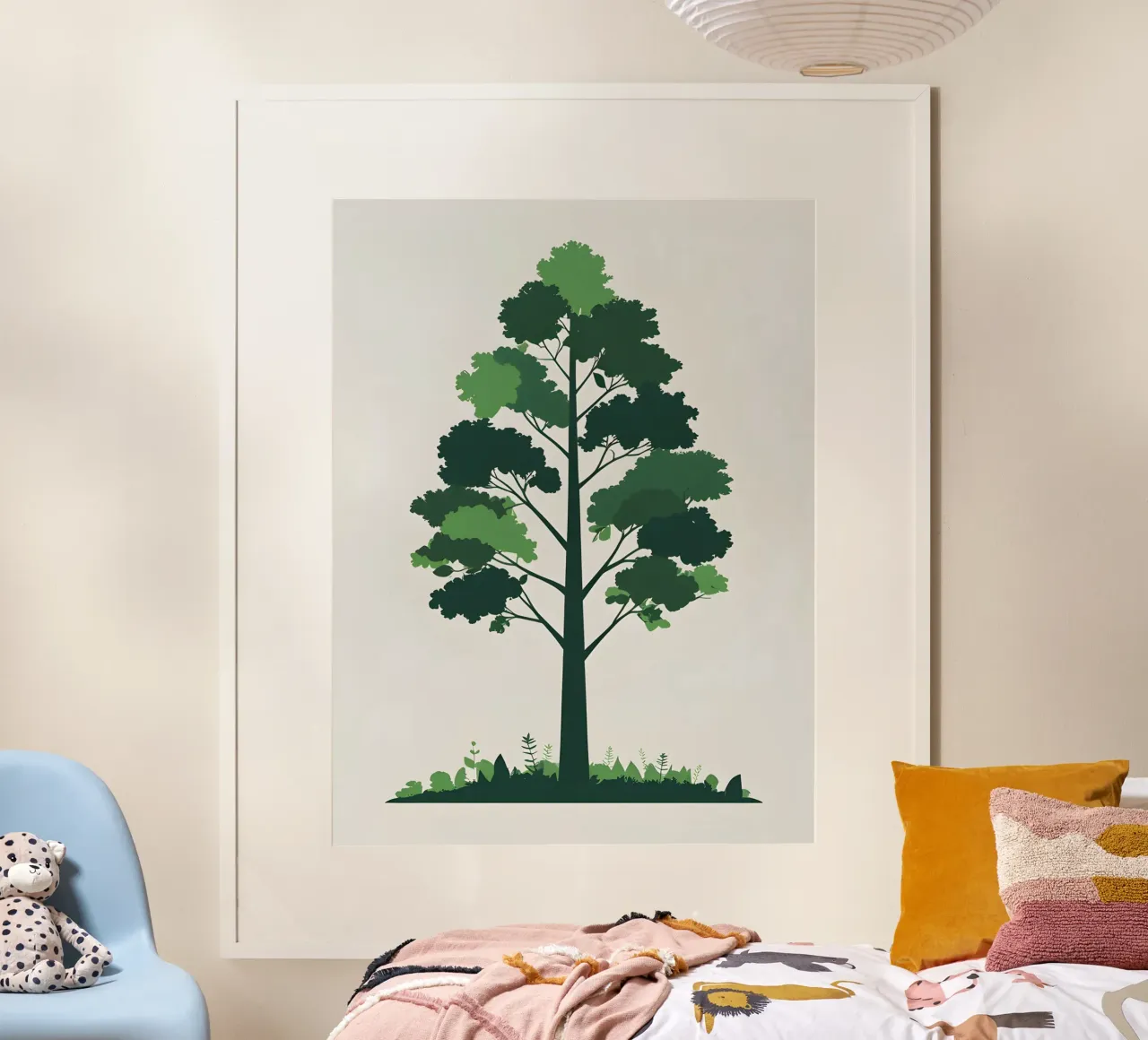 Silhouette di un singolo albero poster con telaio in plastica da The Green Room