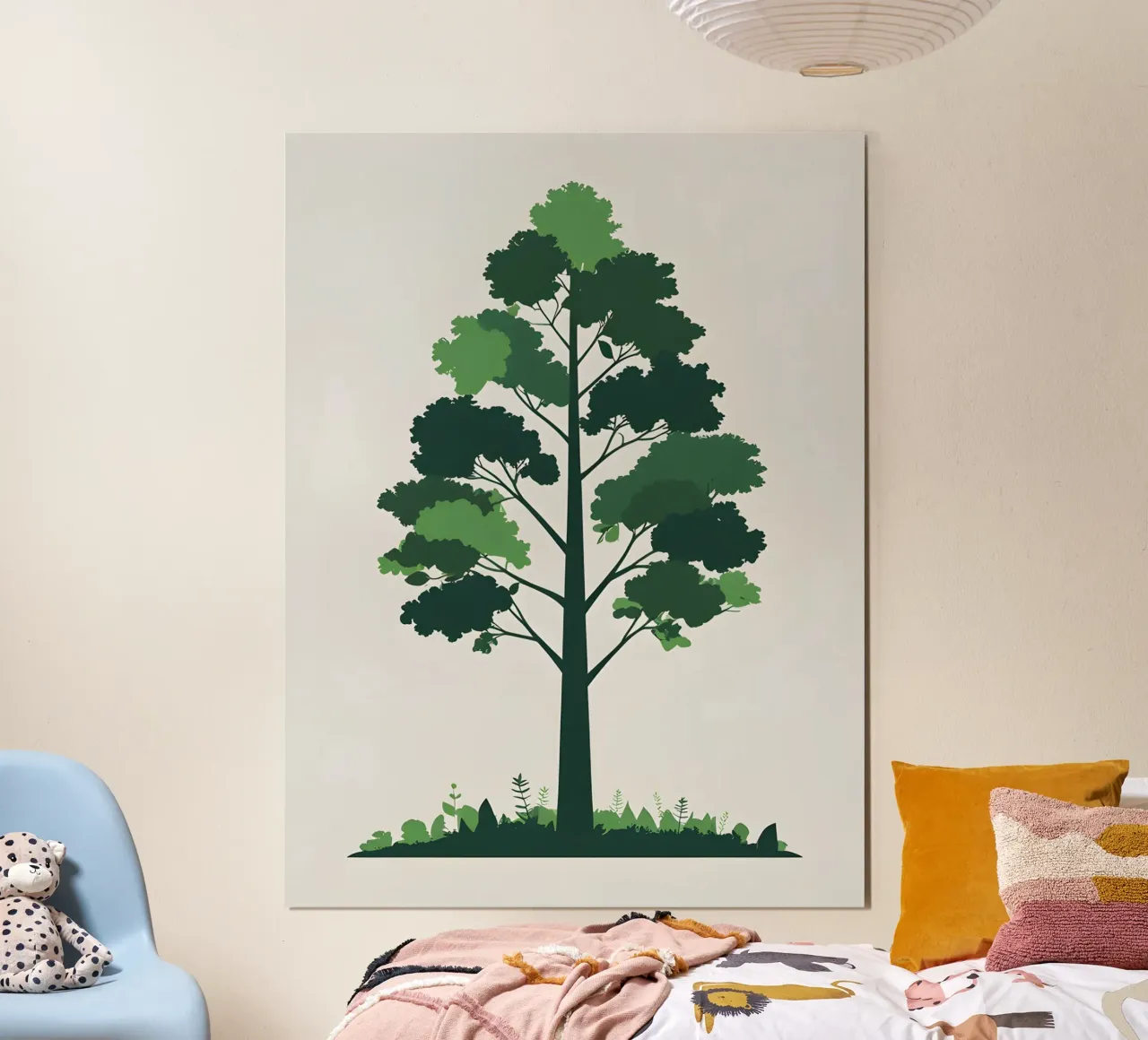 Silhouette di un singolo albero poster con telaio in plastica da The Green Room