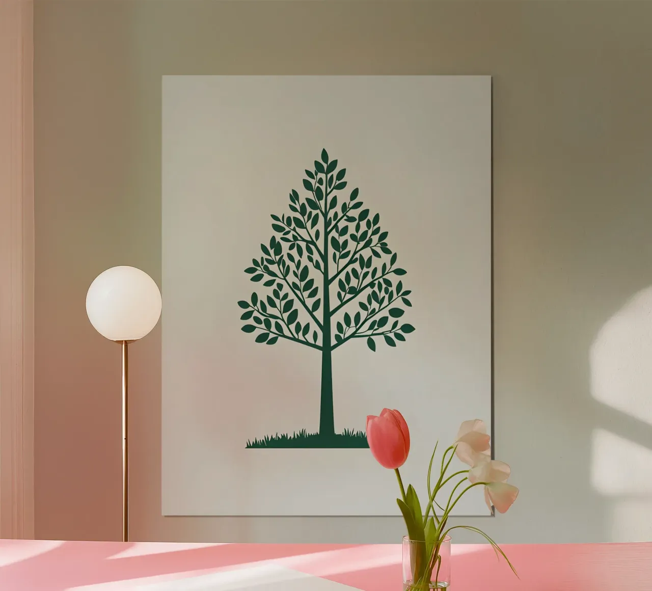 Sagoma di un singolo albero poster con telaio in plastica da The Green Room