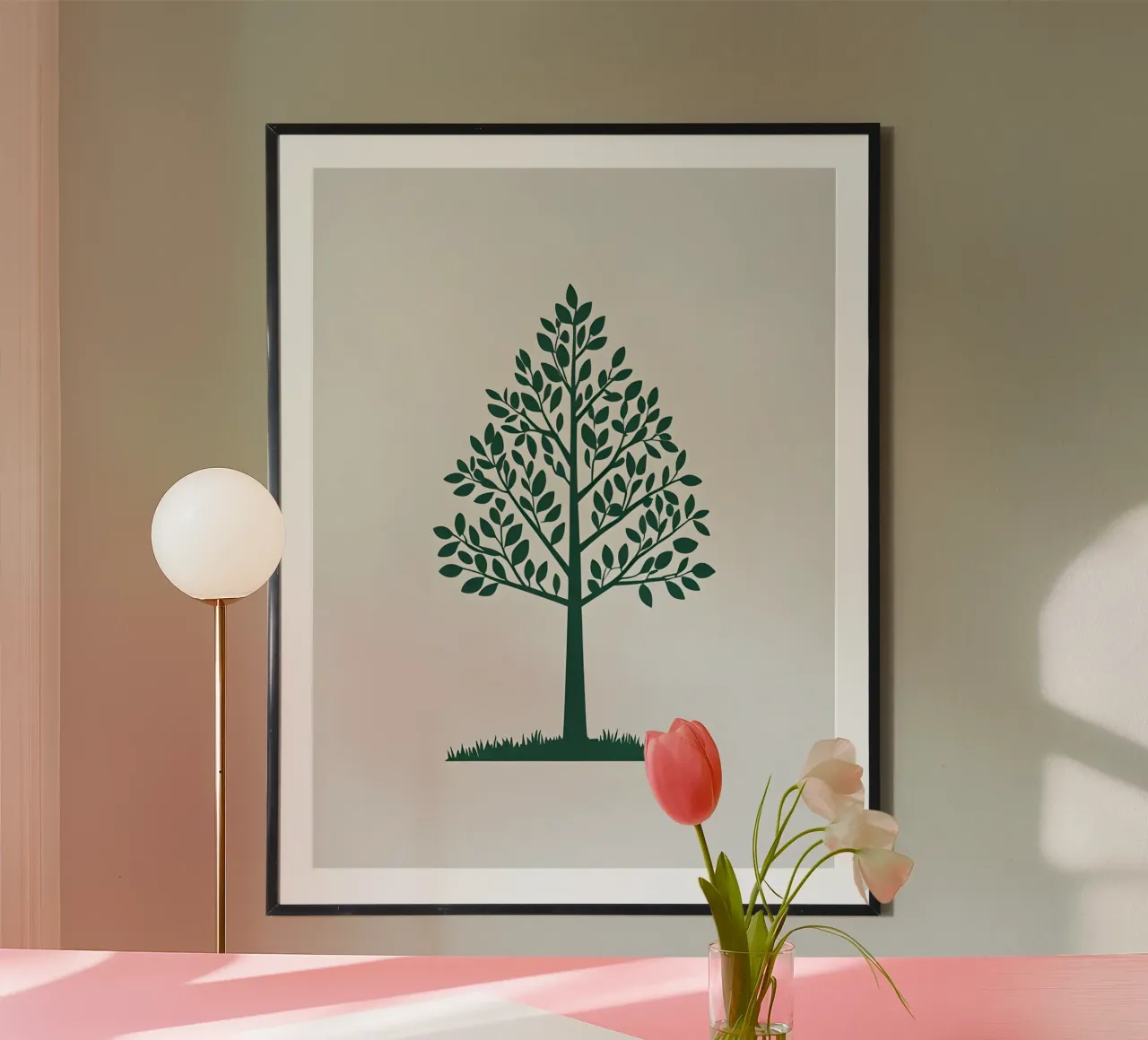 Sagoma di un singolo albero poster con telaio in plastica da The Green Room