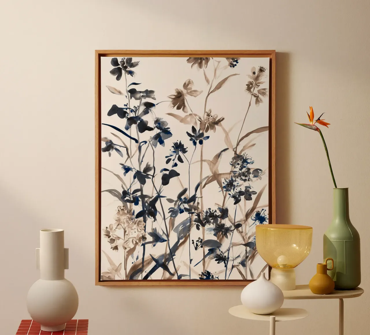 Wilde Weide Stengels canvas met Baklijst van Sophia Calder Studio
