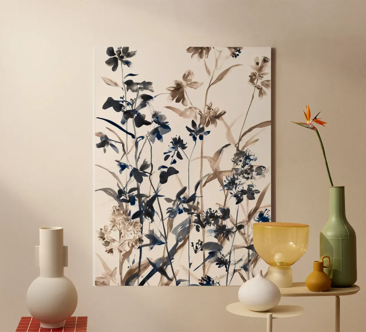 Wilde Weide Stengels canvas met Baklijst van Sophia Calder Studio