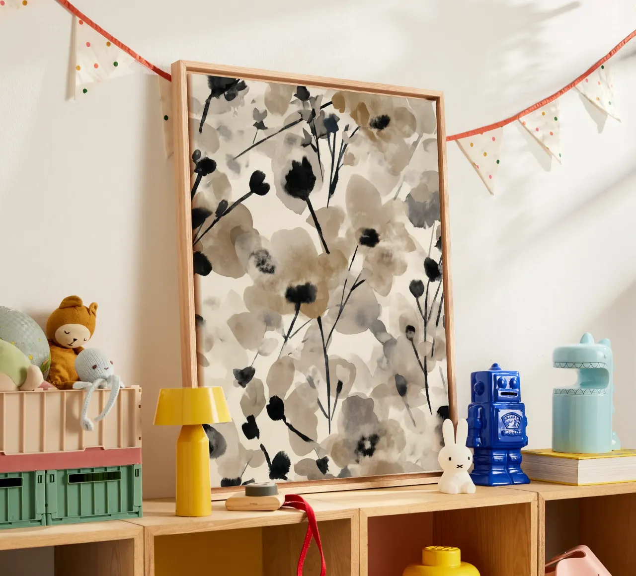 Muted Petals canvas with Floater frame by Sophia Calder Studio