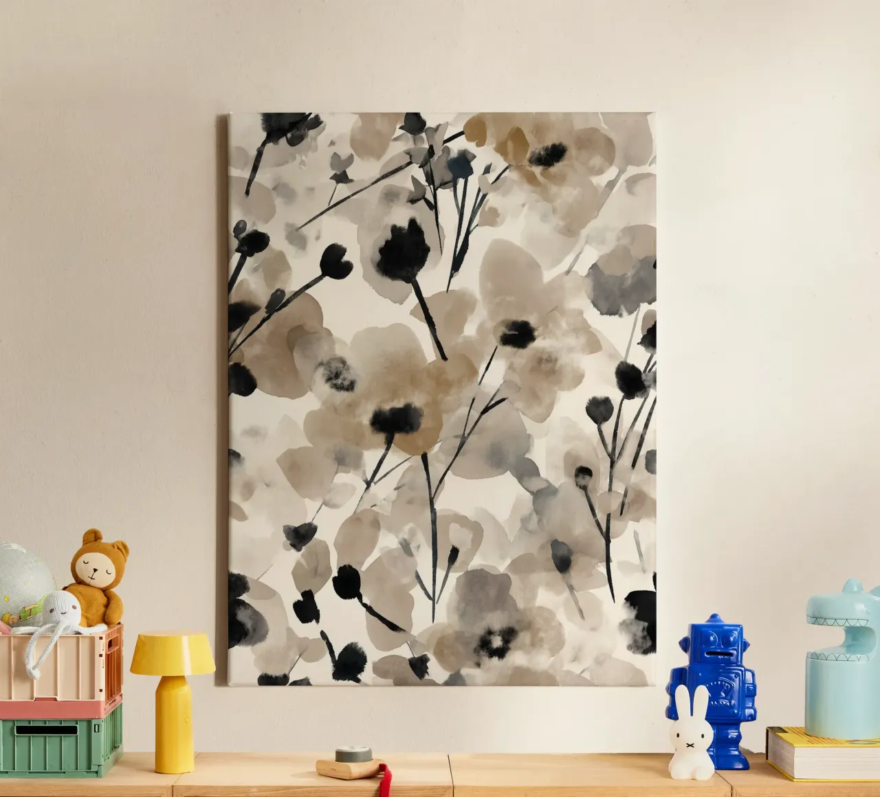 Muted Petals canvas with Floater frame by Sophia Calder Studio
