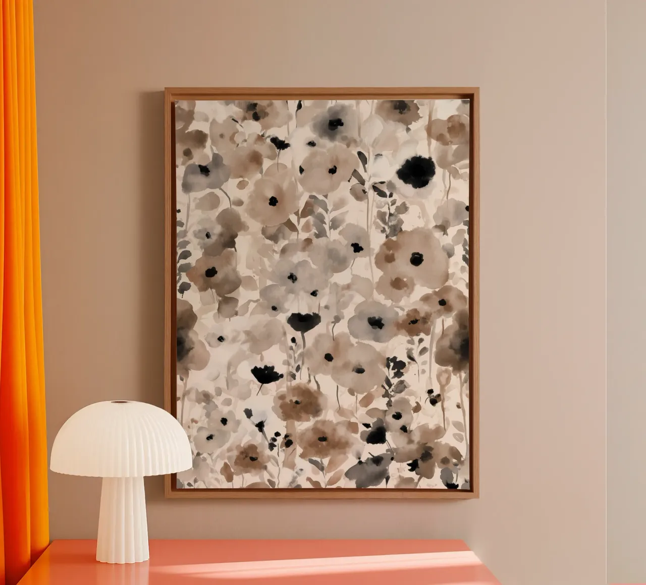 Soft Bloom Field canvas with Floater frame by Sophia Calder Studio