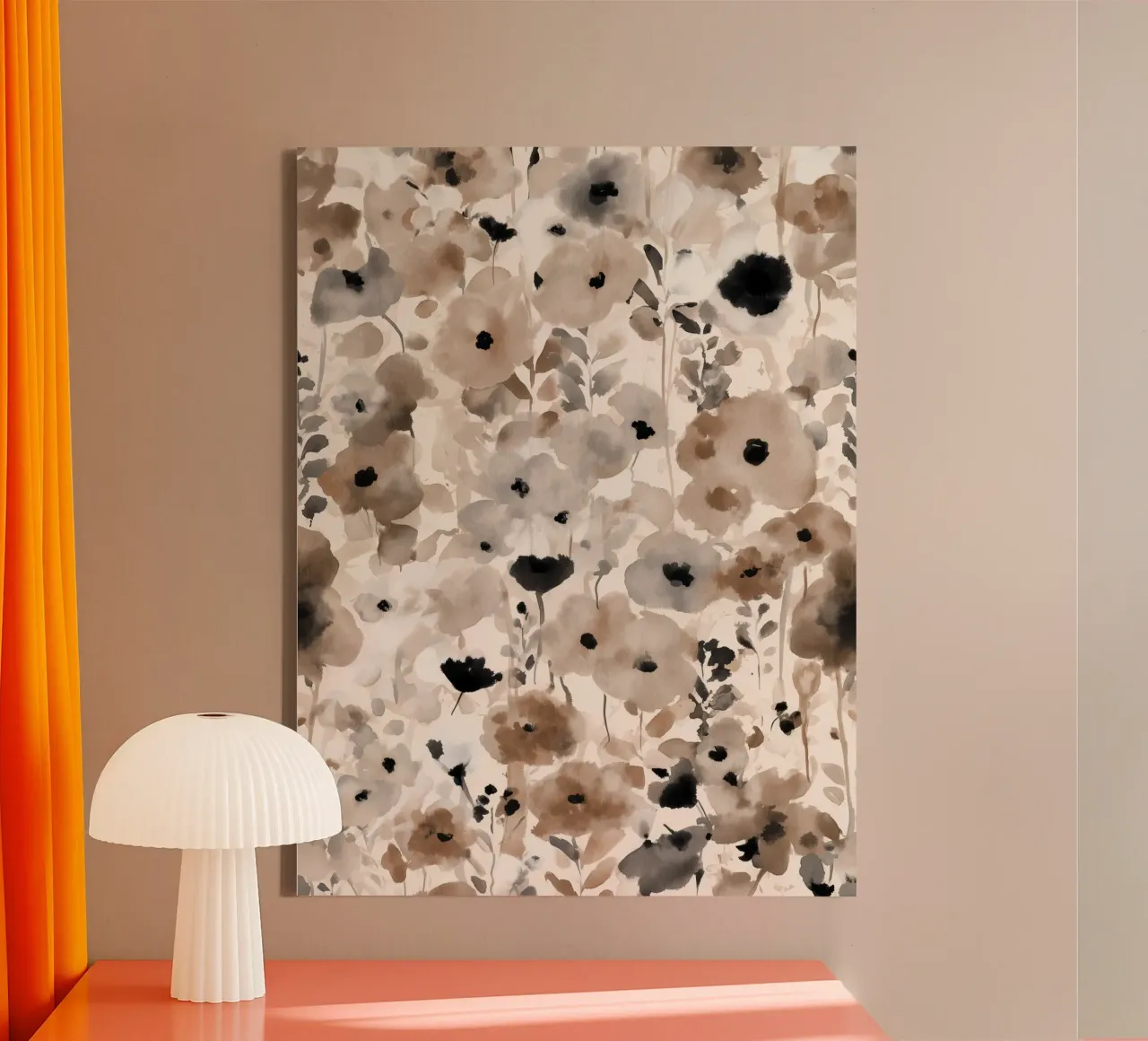 Soft Bloom Field canvas with Floater frame by Sophia Calder Studio