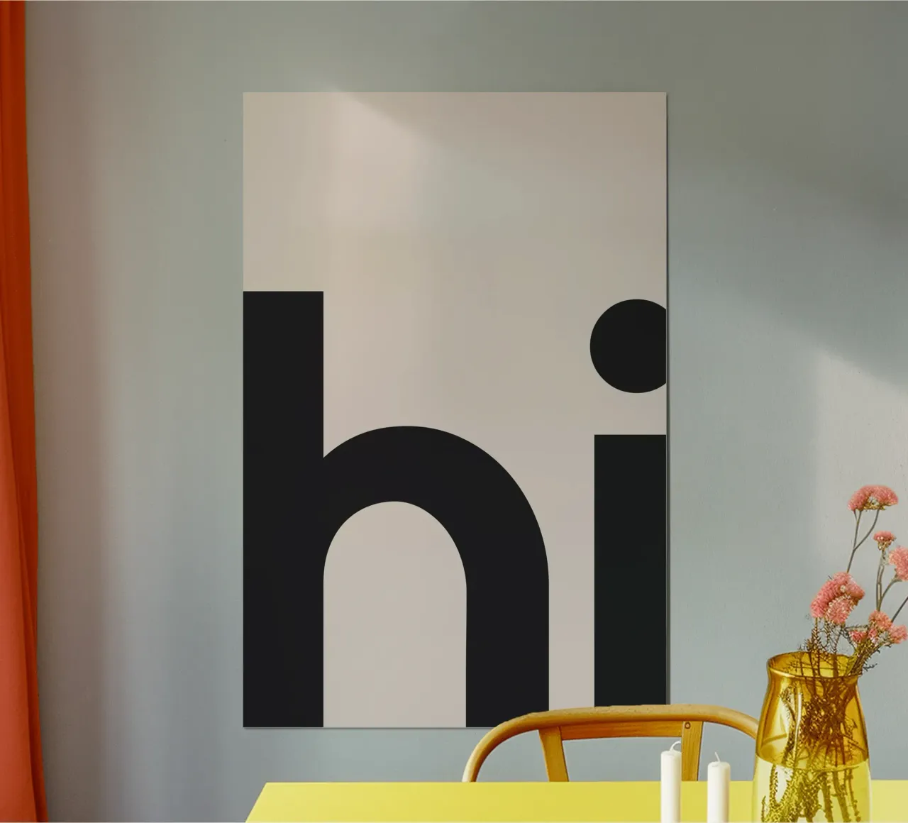 Hi Beige poster avec cadre en plastique de Mottos by Sinan Saydik