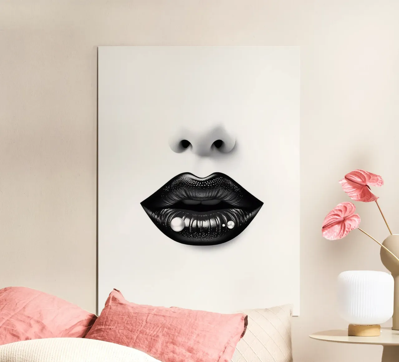 Labbra nere poster con telaio in plastica da BenCoStyle