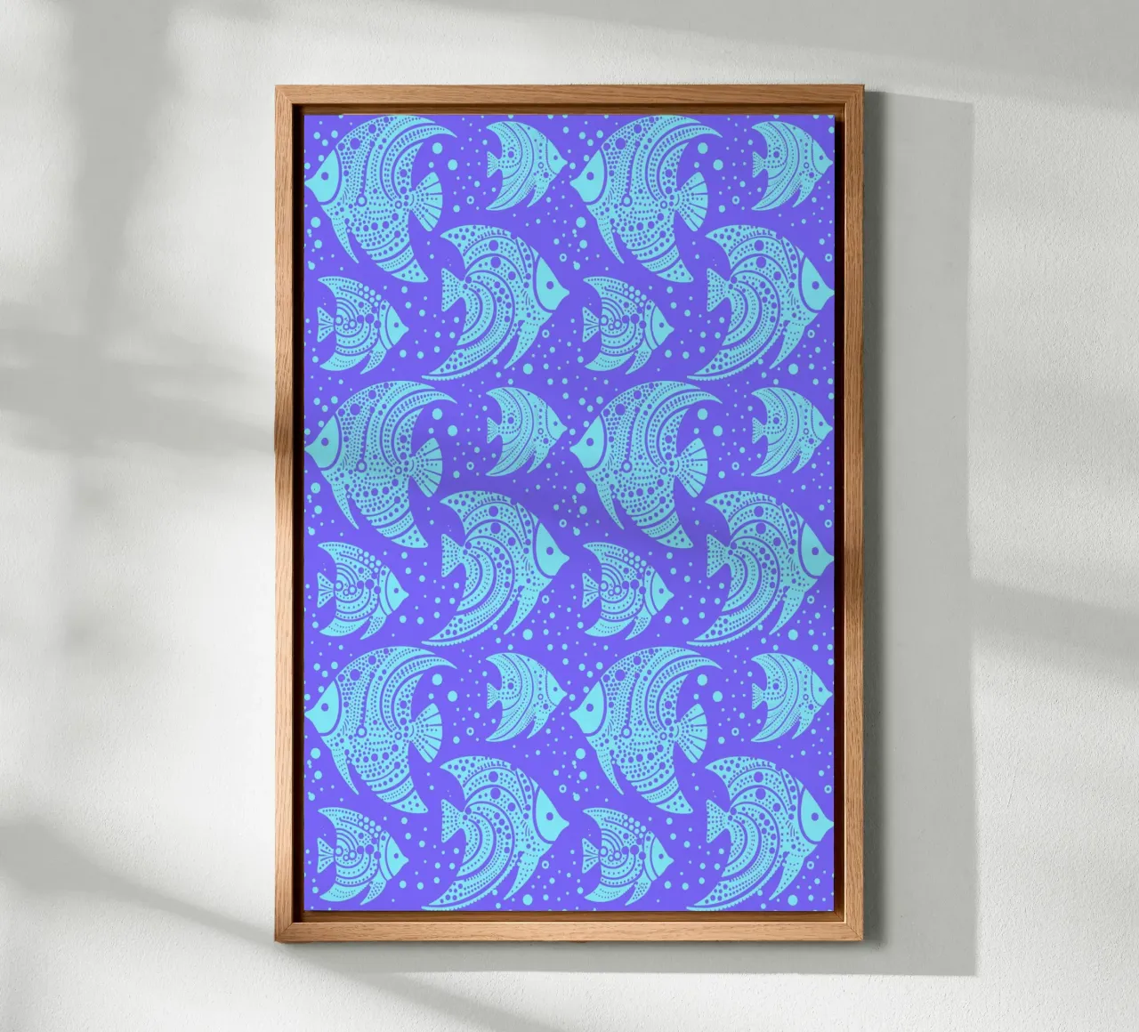 Pesce tropicale viola blu tela con Cornice a cassetta da SilverPegasus