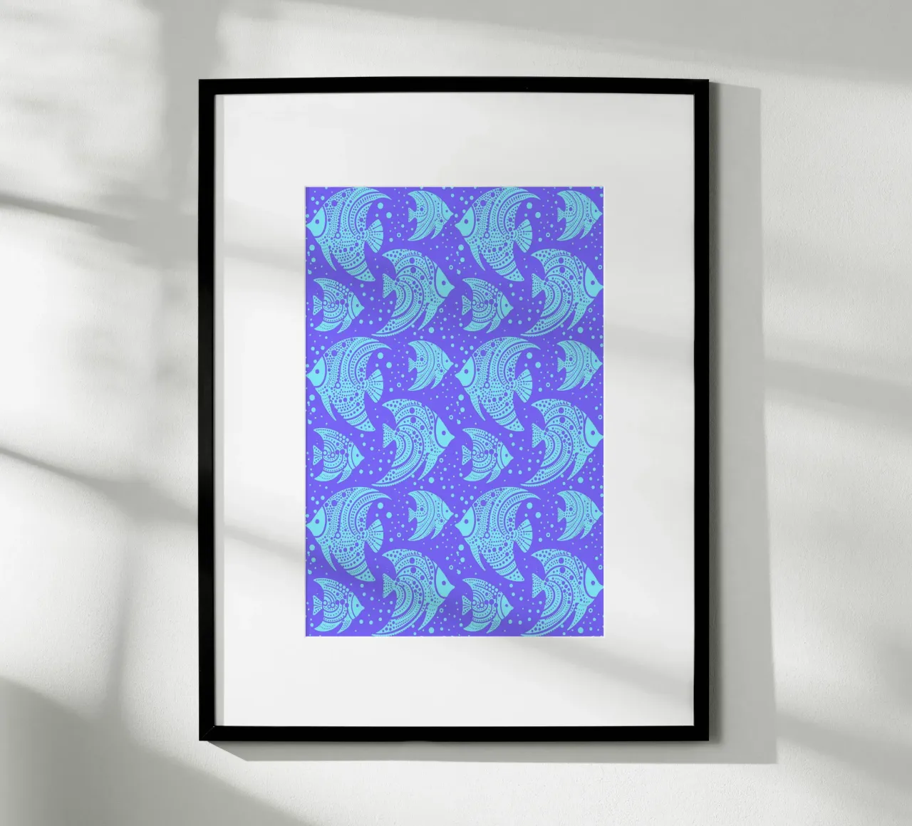 Pesce tropicale viola blu poster con telaio in alluminio da SilverPegasus