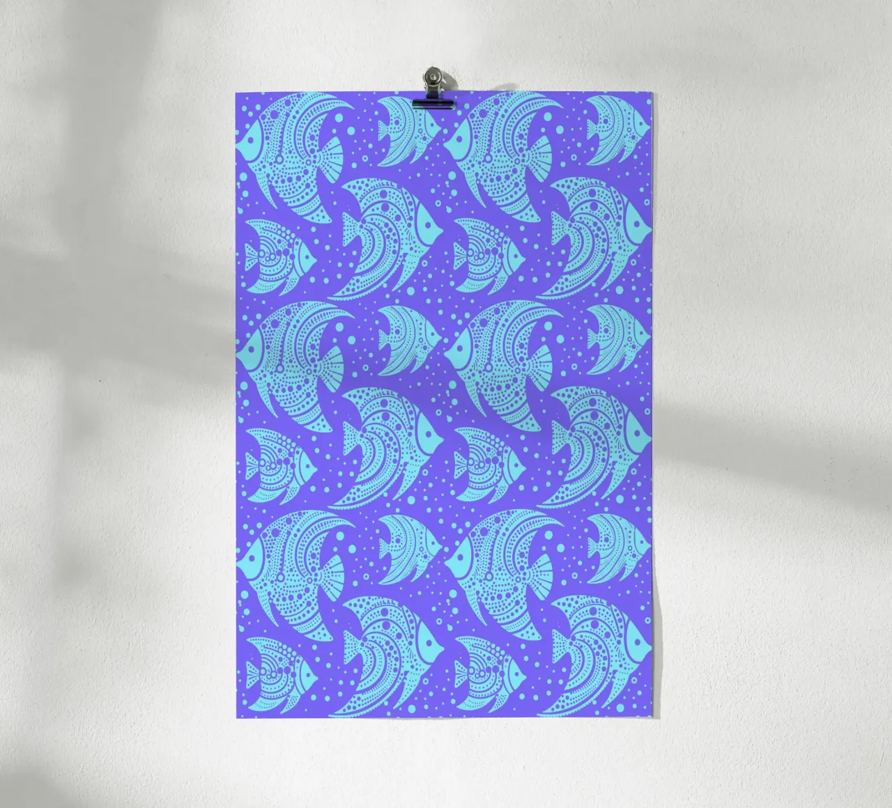 Pesce tropicale viola blu poster con telaio in alluminio da SilverPegasus