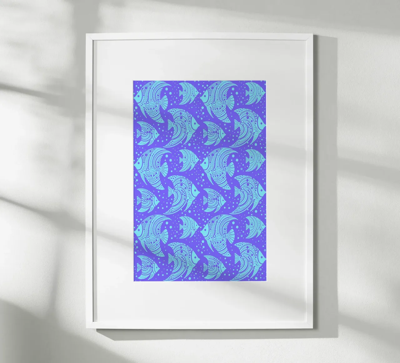 Pesce tropicale viola blu poster con telaio in alluminio da SilverPegasus