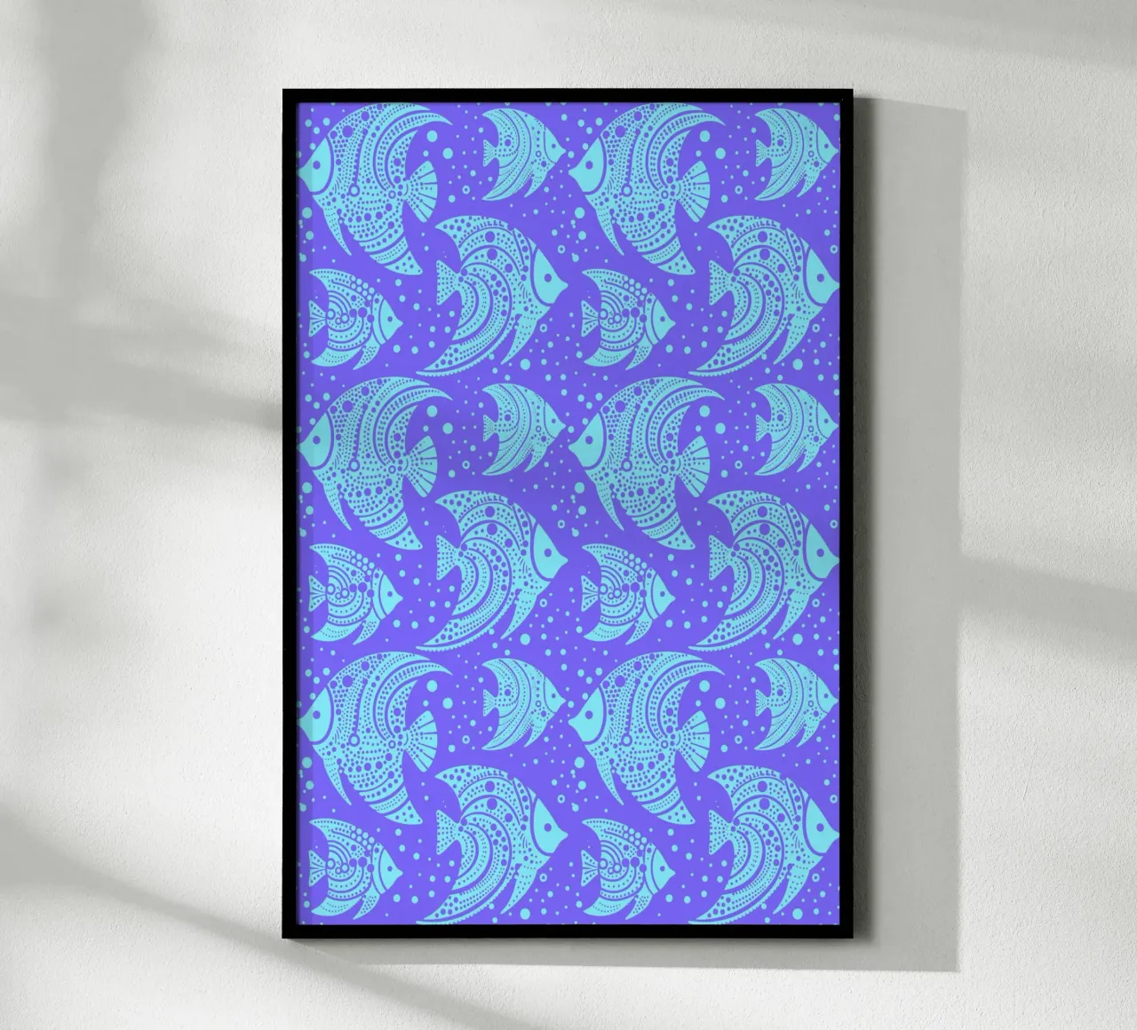 Pesce tropicale viola blu poster con telaio in alluminio da SilverPegasus