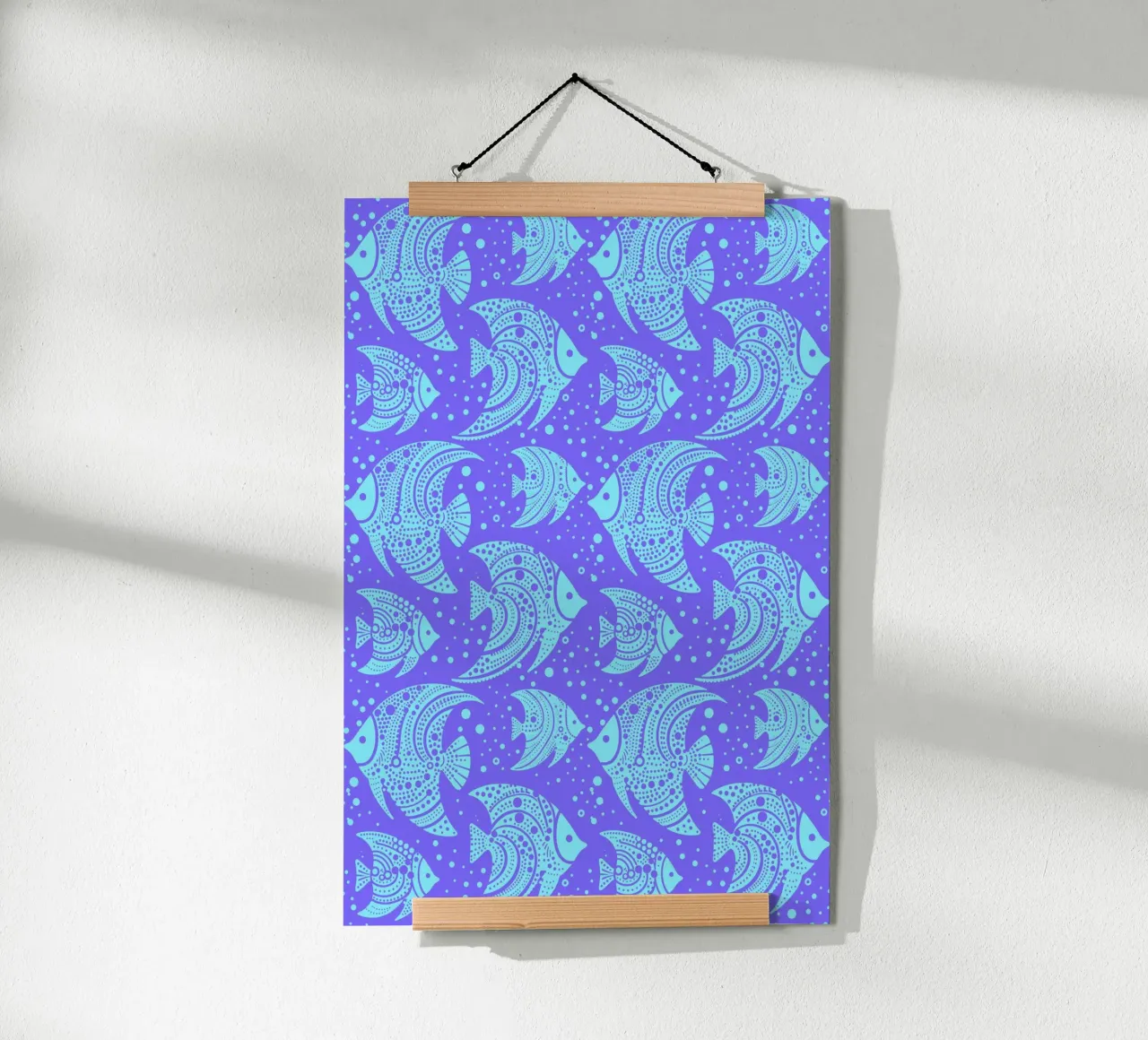 Pesce tropicale viola blu poster con telaio in alluminio da SilverPegasus