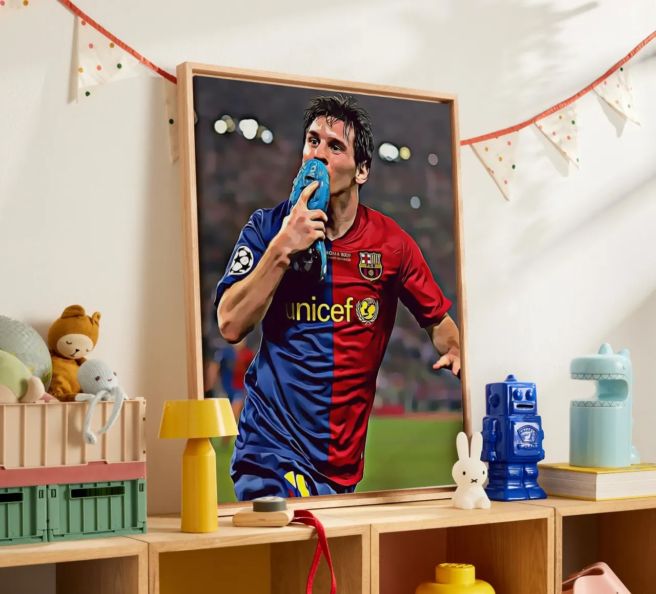 Lionel Messi, poster per l'icona del calcio tela con Cornice a cassetta da ArdanART