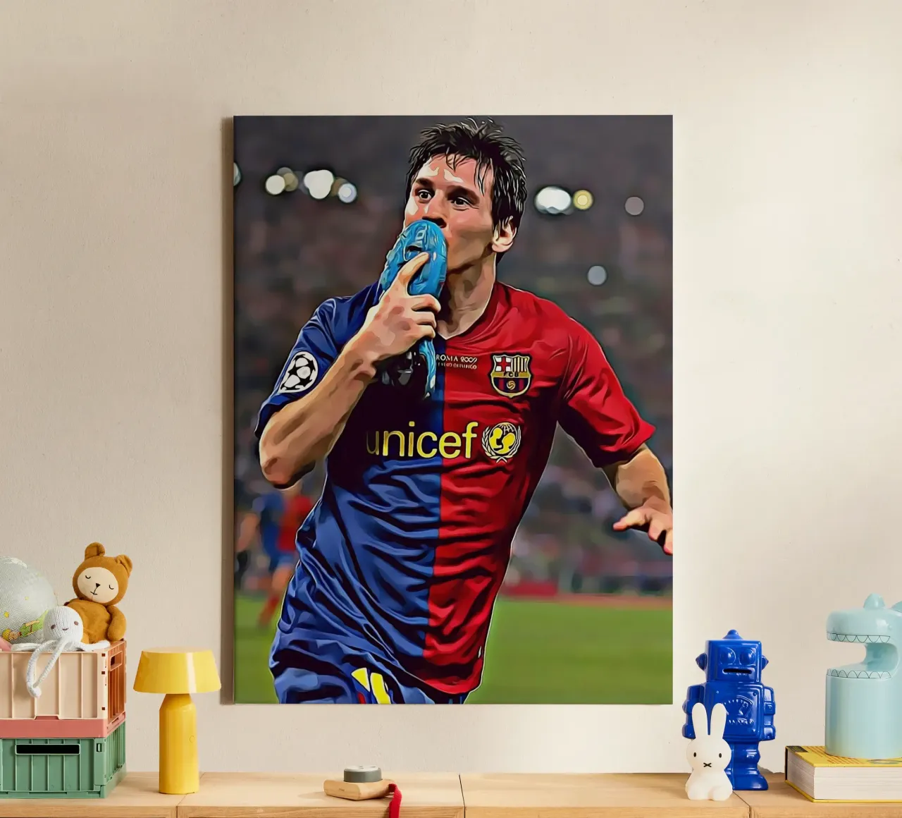 Lionel Messi, poster per l'icona del calcio tela con Cornice a cassetta da ArdanART