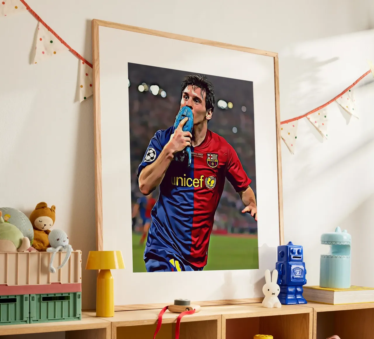 Lionel Messi, poster per l'icona del calcio poster con telaio in alluminio da ArdanART