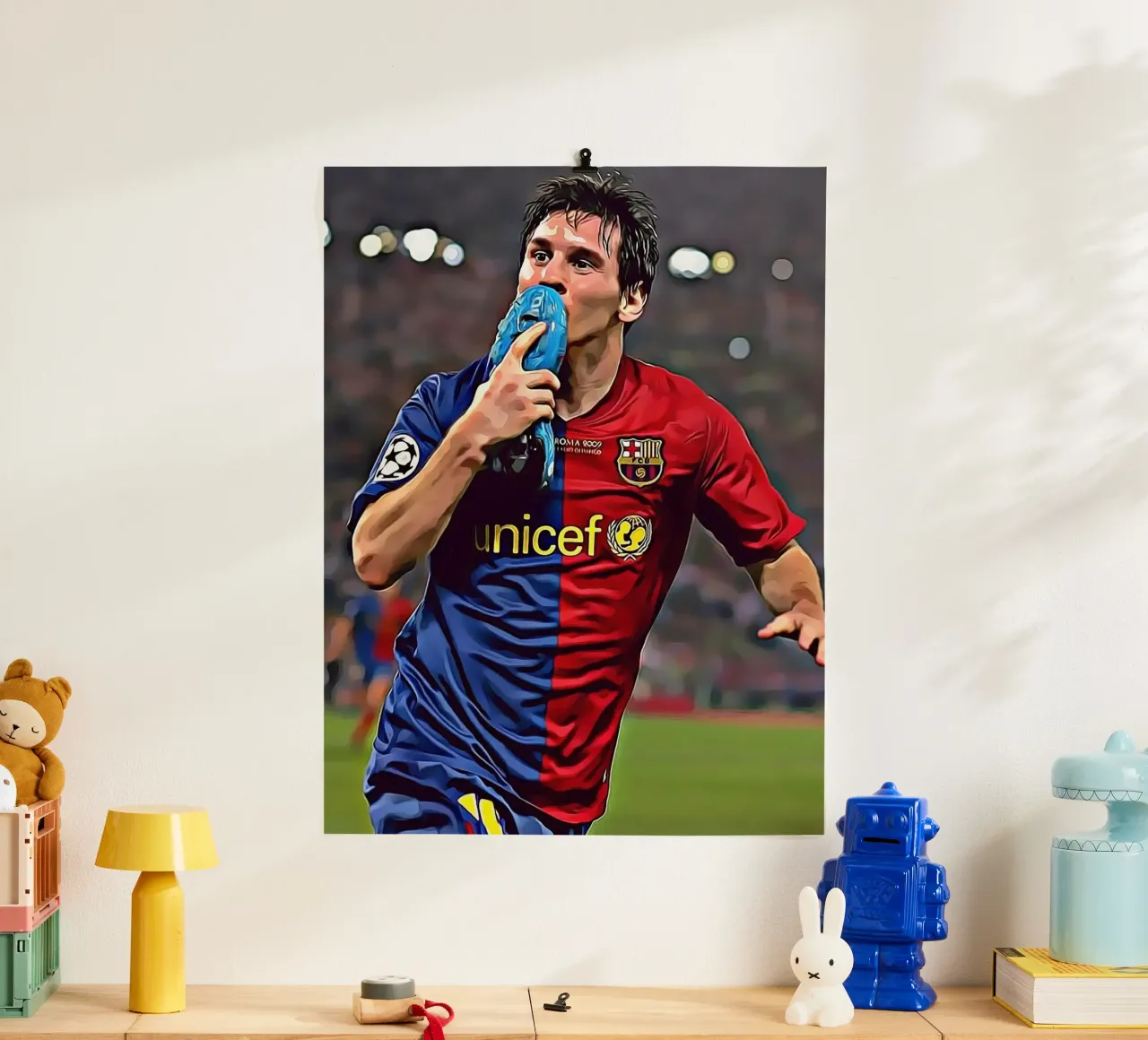Lionel Messi, poster per l'icona del calcio poster con telaio in alluminio da ArdanART