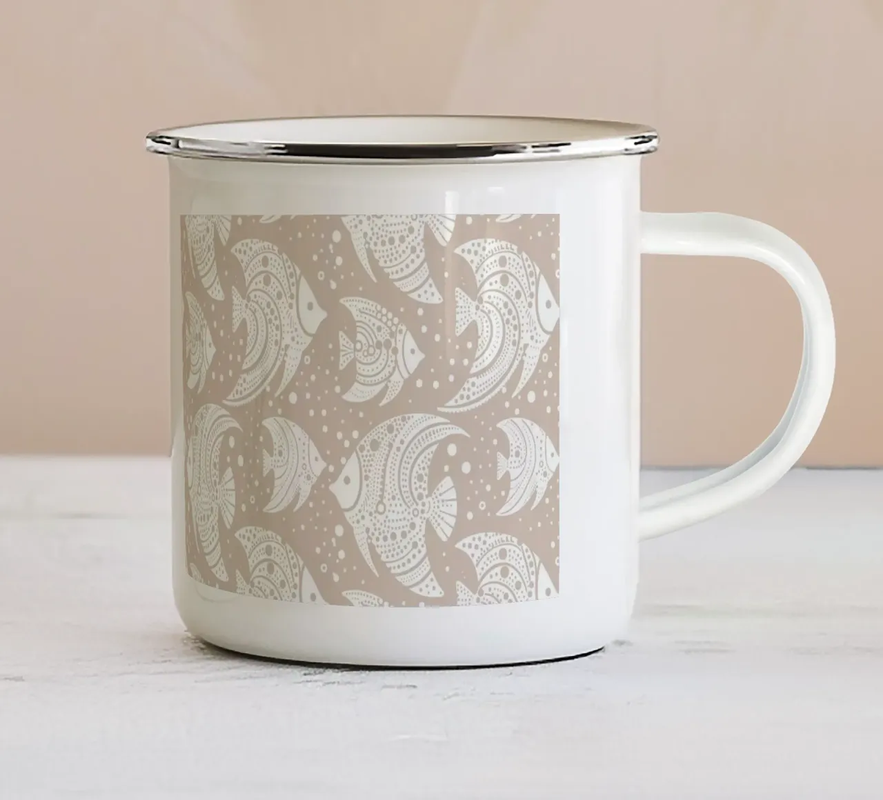 Pesce tropicale bianco e grigio tazza in smalto da SilverPegasus