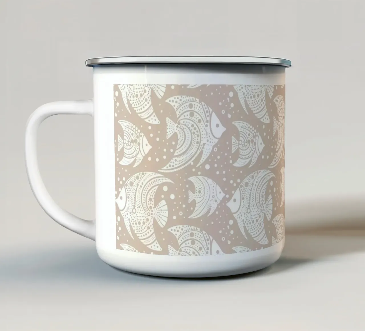 Pesce tropicale bianco e grigio tazza in smalto da SilverPegasus