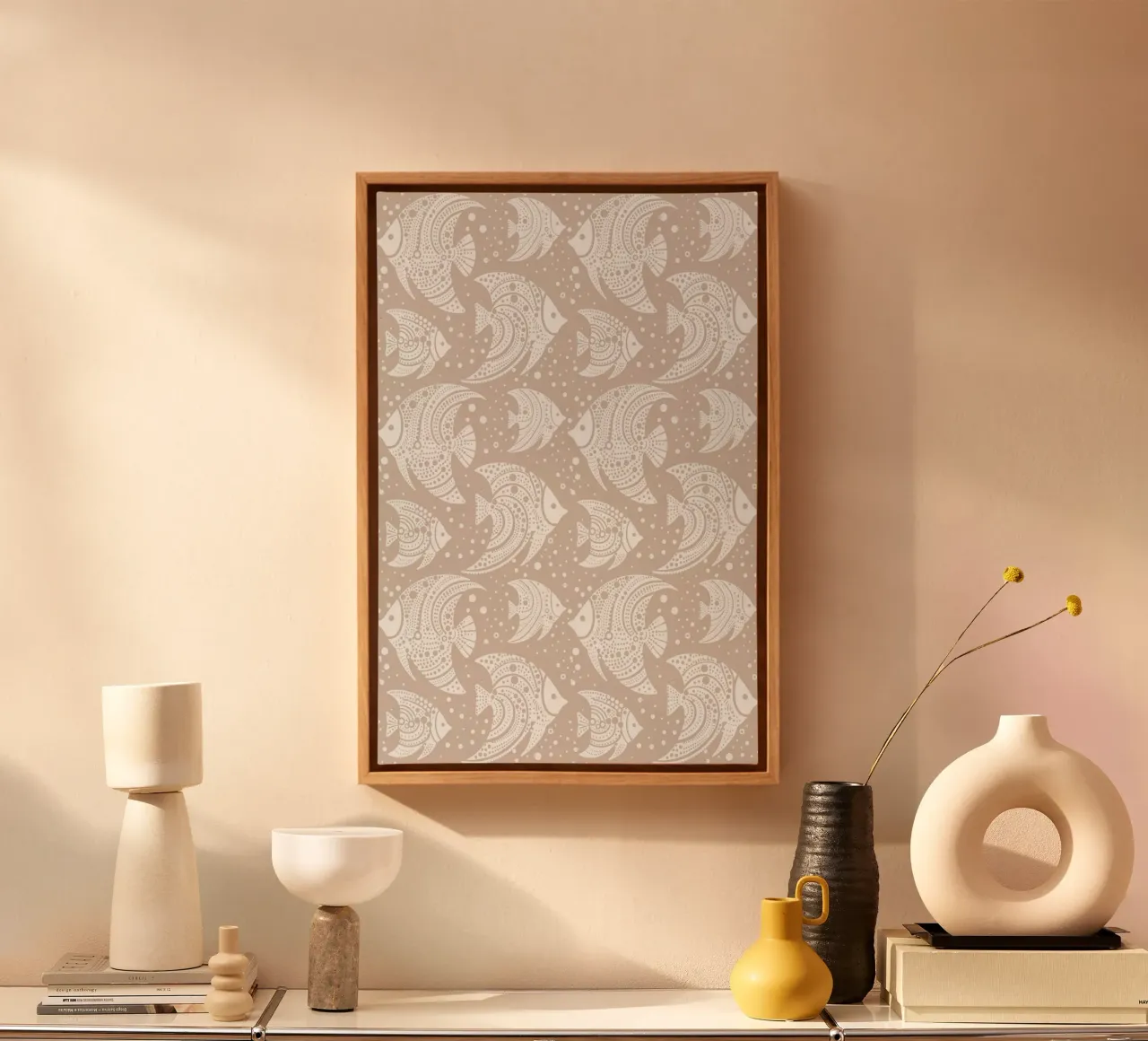 Pesce tropicale bianco e grigio tela con Cornice a cassetta da SilverPegasus