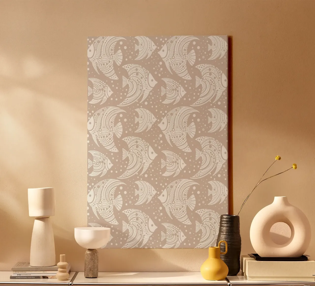 Pesce tropicale bianco e grigio tela con Cornice a cassetta da SilverPegasus