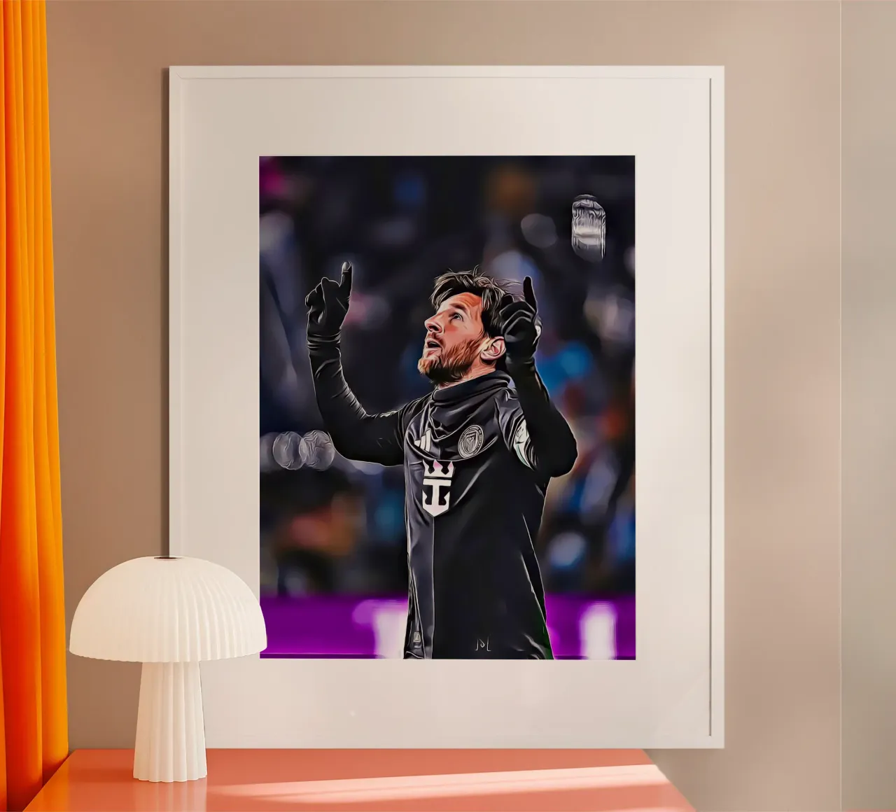 Lionel Messi, celebrazione iconica in maglia nera Poster poster da ArdanART