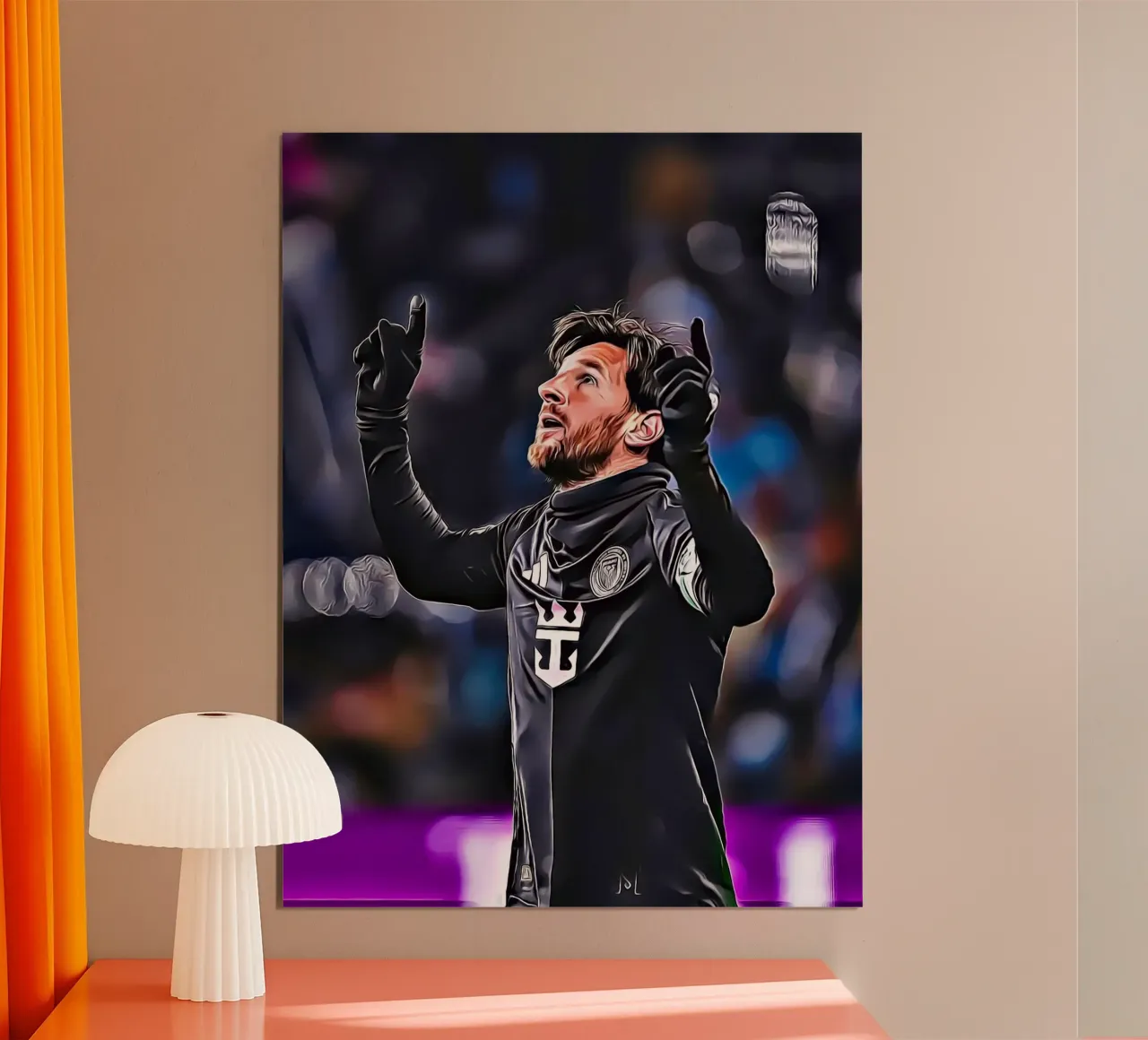 Lionel Messi, celebrazione iconica in maglia nera Poster poster da ArdanART