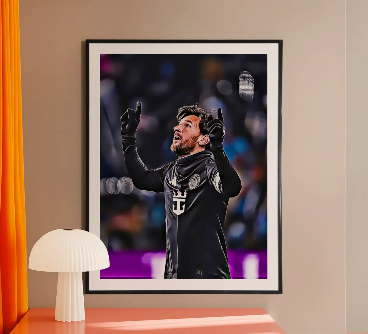 Lionel Messi, celebrazione iconica in maglia nera Poster poster da ArdanART