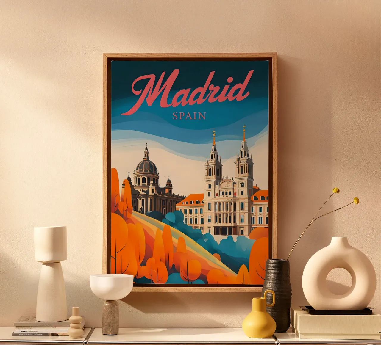 Madrid, Spanje Reisposter canvas met Baklijst van 🥝 KIWI STORE