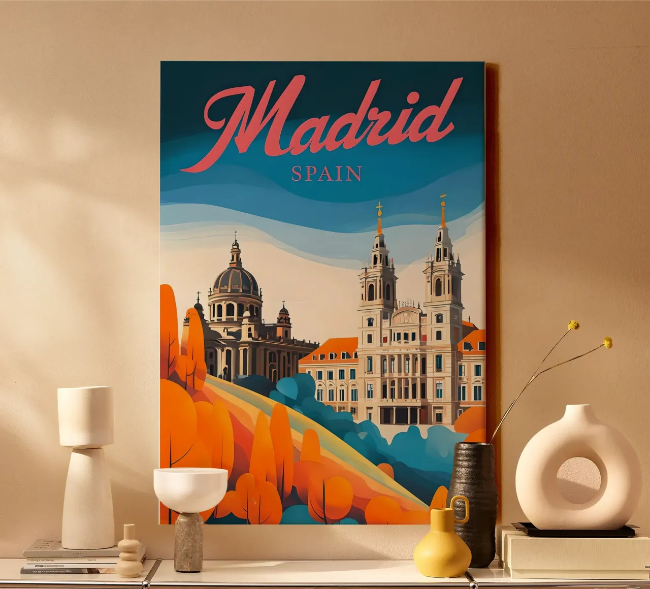 Madrid, Spanje Reisposter canvas met Baklijst van 🥝 KIWI STORE