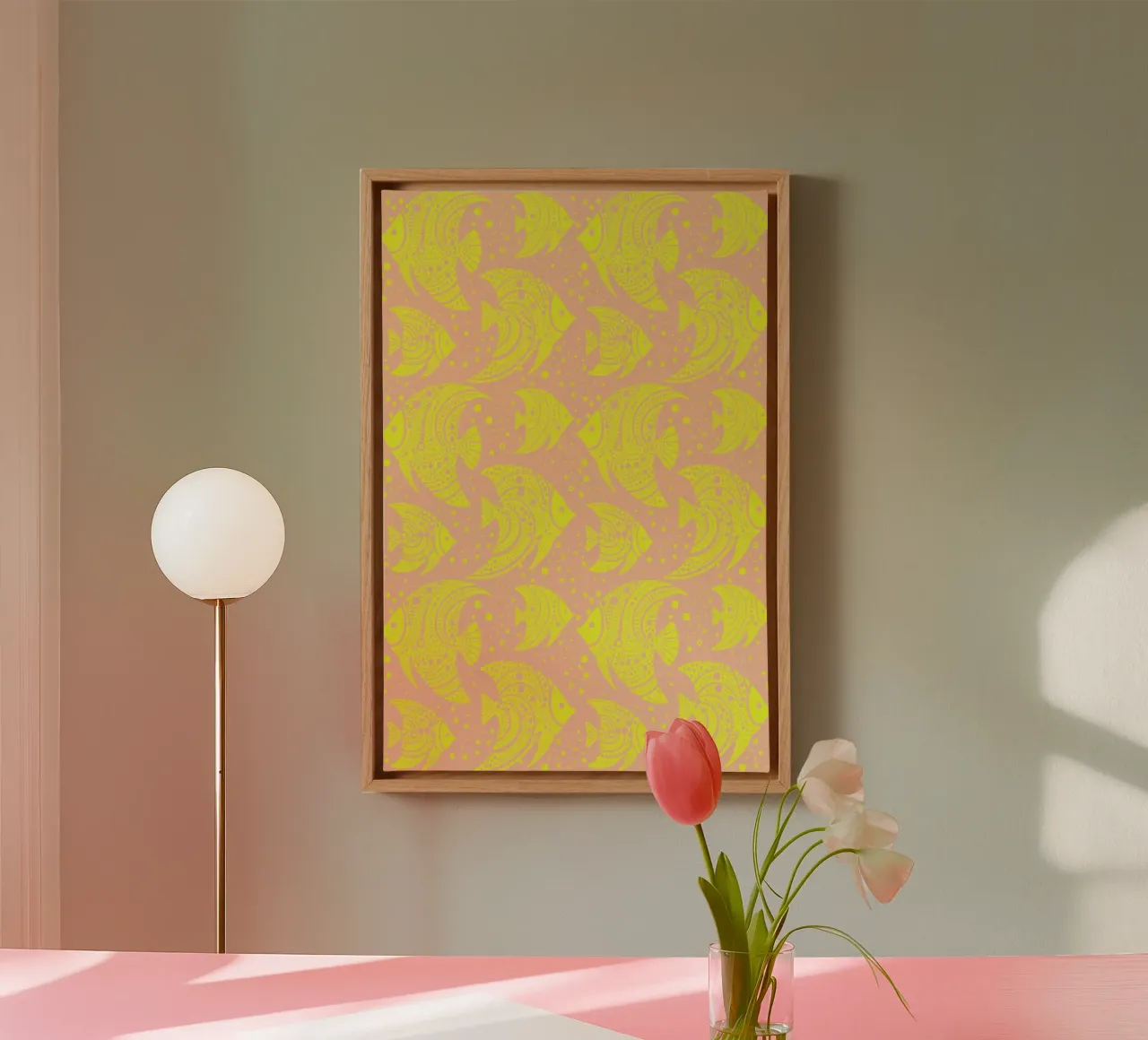 Pesce tropicale giallo e rosa tela con Cornice a cassetta da SilverPegasus