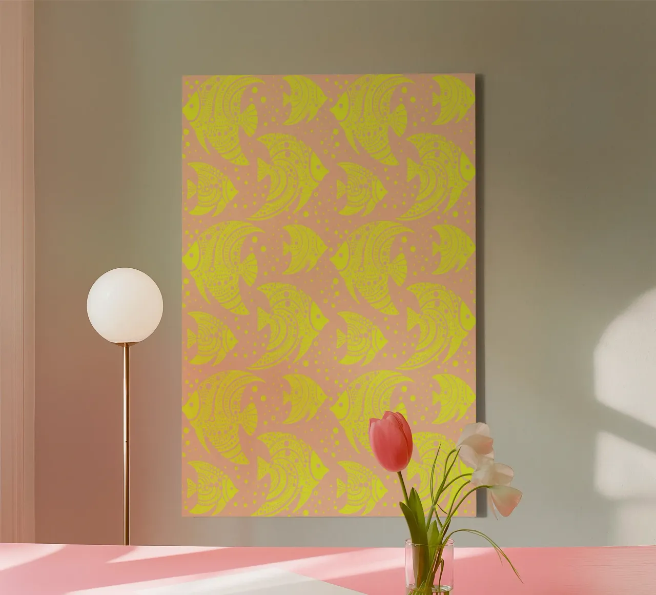 Pesce tropicale giallo e rosa tela con Cornice a cassetta da SilverPegasus