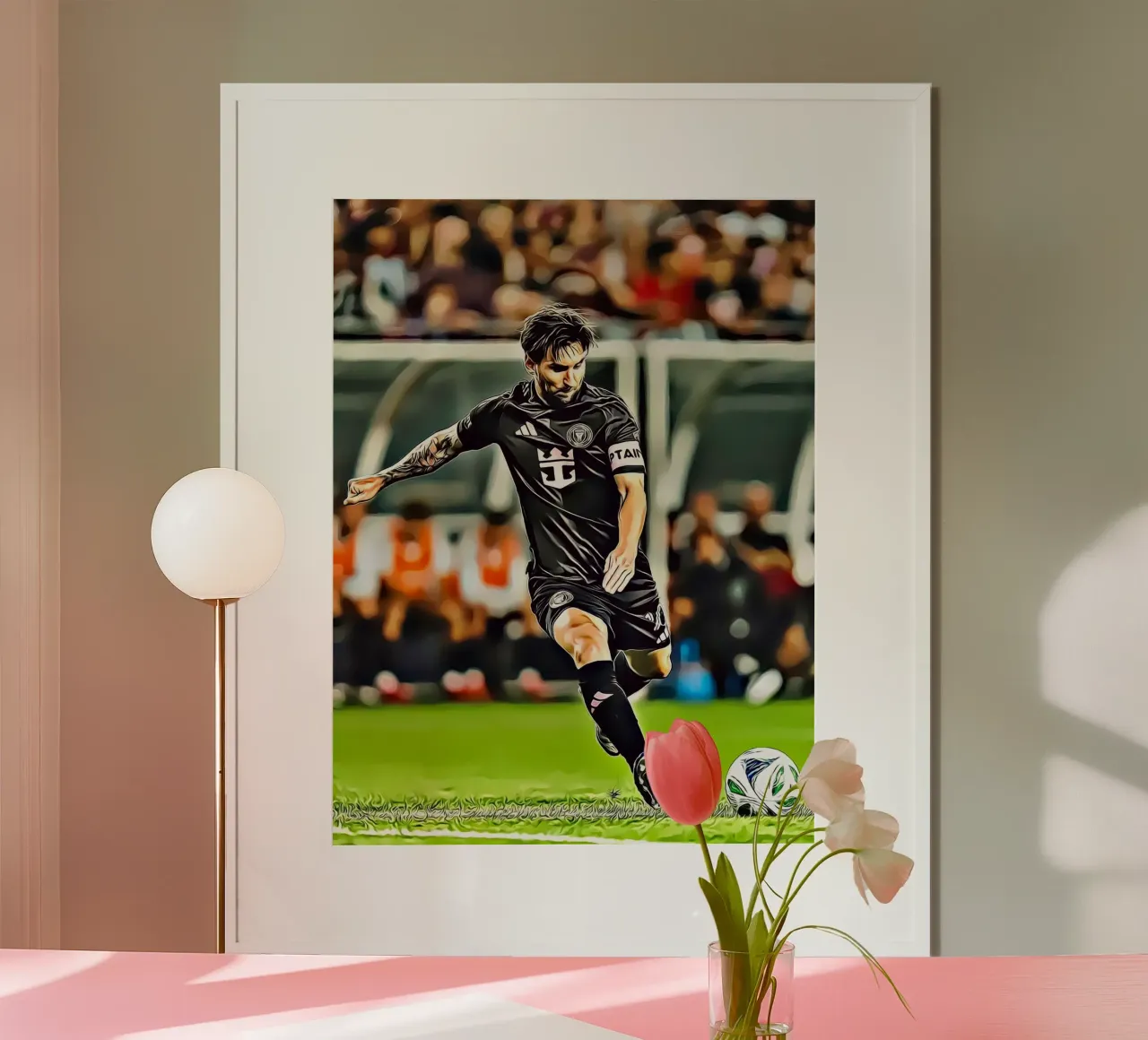 Poster d'azione della maglia nera iconica di Lionel Messi poster da ArdanART